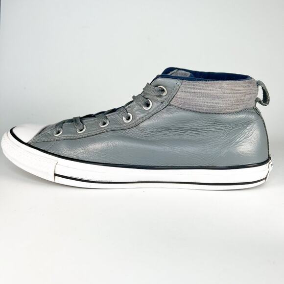 Converse Chuck Taylor Street Mid Leather Sneakers Shoes Grey Men 11 - Picture 8 of 15
